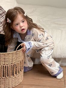 Dazy Kids Infant (Girl) Collared Long Sleeve Top & Long Pants 2 Pieces Set Loungewear - White - View 9