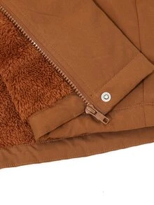 EMERY ROSE Mantel Musim Dingin Ukuran Besar Bergaya Modis dengan Kancing, Tali Serut, dan Bantalan, Cocok untuk Liburan, Jalan-jalan, Warna Cokelat Kasual Longgar - Coklat - View 7