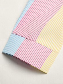 SHEIN Tween女孩彩色條紋Logo印花學院風寬鬆長袖上衣與寬腿褲2件套返校休閒套裝 - 粉色 - 查看 9