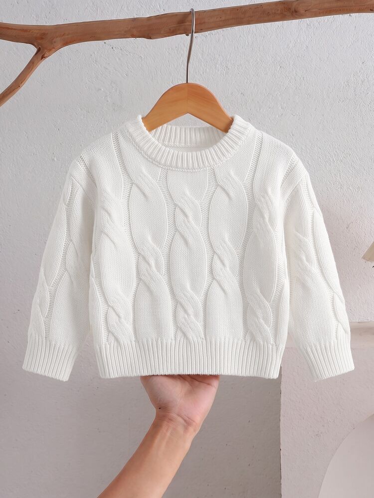 Baby Girl Autumn/Winter Casual Versatile Solid Color Sweater - Beige - View 8