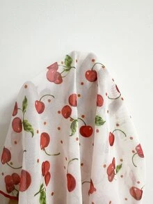 Nora Wilde Plus Size Women Cherry Print Top And Shorts Casual Daily Home Sleepwear Set - Red and White - View 6