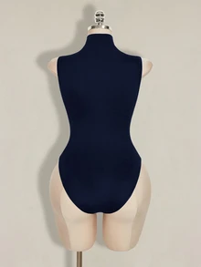 SHEIN ICON 女款大尺碼鏤空休閒日常穿著連身衣 - 藏蓝色 - 查看 2