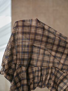 Anewsta 女款春夏秋冬新款復古格紋彈性腰顯瘦長袖上衣 - 彩色 - 查看 8