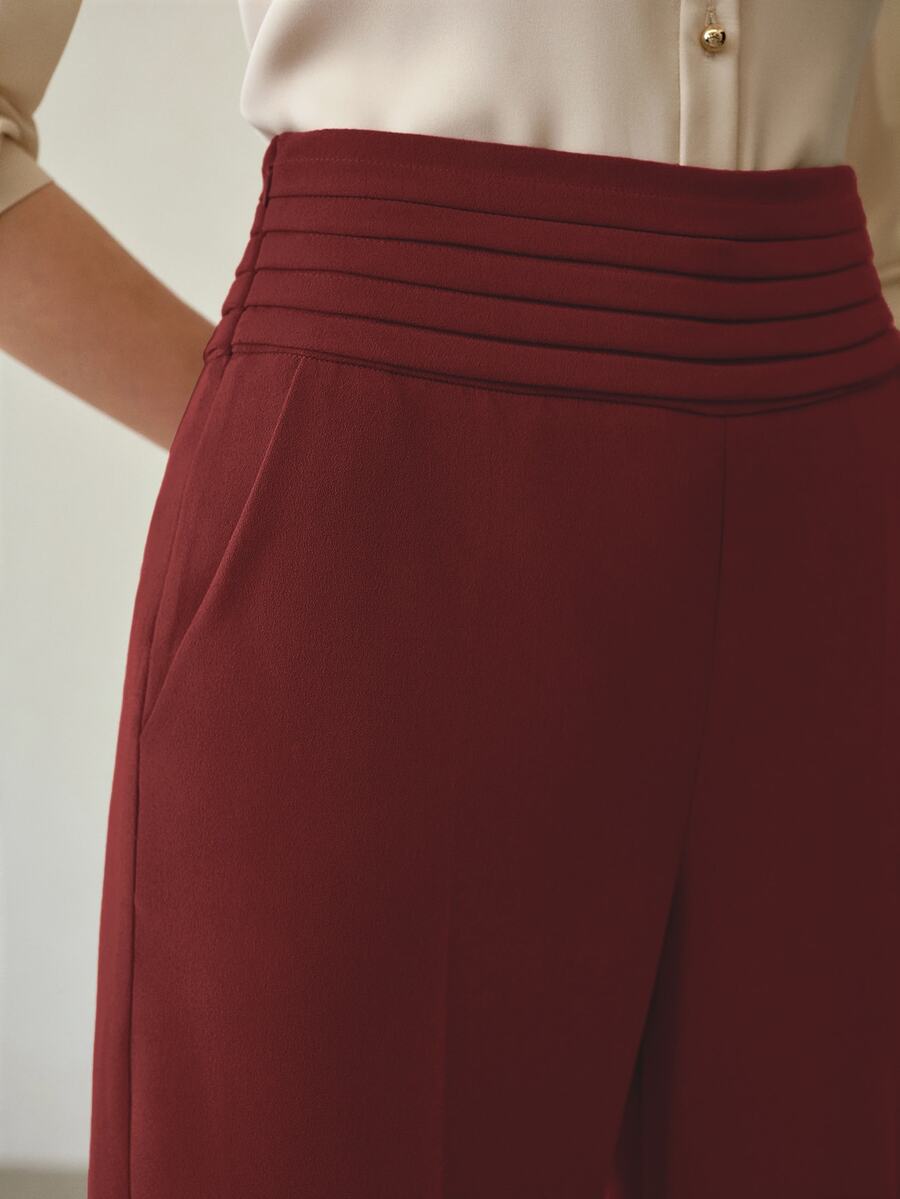 MOTF PREMIUM WOMEN'S SOLID COLOR CASUAL VERSATILE DAILY WEAR LONG PANTS - Burgundy - View 2