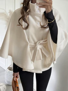 DAZY Women's Solid Color Fashion Versatile Daily Wear Overcoat - Beige - View 2