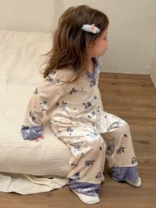 Dazy Kids Infant (Girl) Collared Long Sleeve Top & Long Pants 2 Pieces Set Loungewear - White - View 3