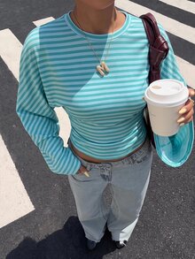 Muchica Women's Striped Casual Daily Long Sleeve T-Shirt - Multicolor - View 4