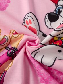 SHEIN | PAW Patrol Gaun Anak Perempuan Muda Kerah Bulat Lengan Pendek dengan Hiasan Rumbai di Bagian Bawah - Berwarna merah muda - View 8