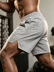 GymBeat 男士彈性腰帶口袋休閒運動短褲 - 灰色 - 查看 3