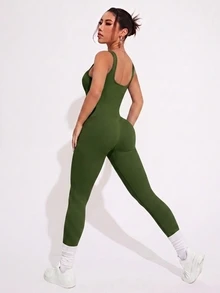 Easithlete Easithlete 女款素色休閒日常旅行運動連身褲 - 橄欖綠 - 查看 2