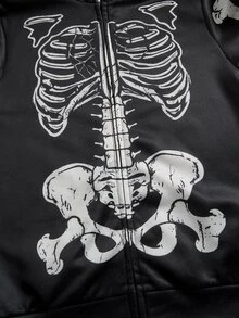 SHEIN 青少年男孩黑色寬鬆衛衣，雙層領口學院風，冬季返校穿搭 - 黑色 - 查看 3
