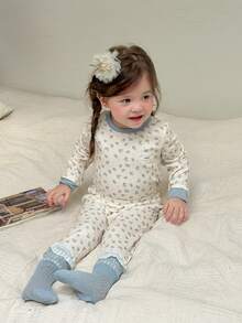 Dazy Kids Infant/Toddler (Girl) Round Neck All-Over Floral Print Casual Loungewear Fall - Baby Blue - View 5