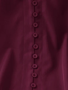 Rusticease Plus Size Solid Burgundy V-Neck Long Sleeve Button Front Casual Shirt Fall Winter 2026 - Burgundy - View 6