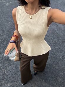 Siren Gaze Women's Solid Color Casual Versatile Daily Knit Top - White - View 2