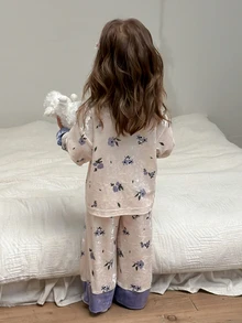 Dazy Kids Infant (Girl) Collared Long Sleeve Top & Long Pants 2 Pieces Set Loungewear - White - View 2