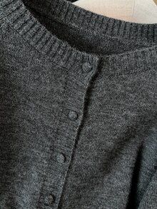 GlowEve CURVE Plus Size Women's Fashion Casual Minimalist Versatile Elegant Lace Patchwork Ruffle Long Sleeve Button Round Neck Knit Cardigan - Grey - View 4