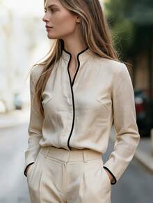 RosyDaze Plus Size Women's Fashion Casual Elegant Blouse - Apricot - View 3