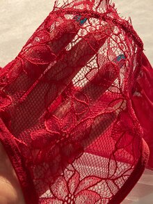 Crystal Vow Romantic Lace & Mesh Underwire Lingerie Set, 2 Pieces - Burgundy - View 6