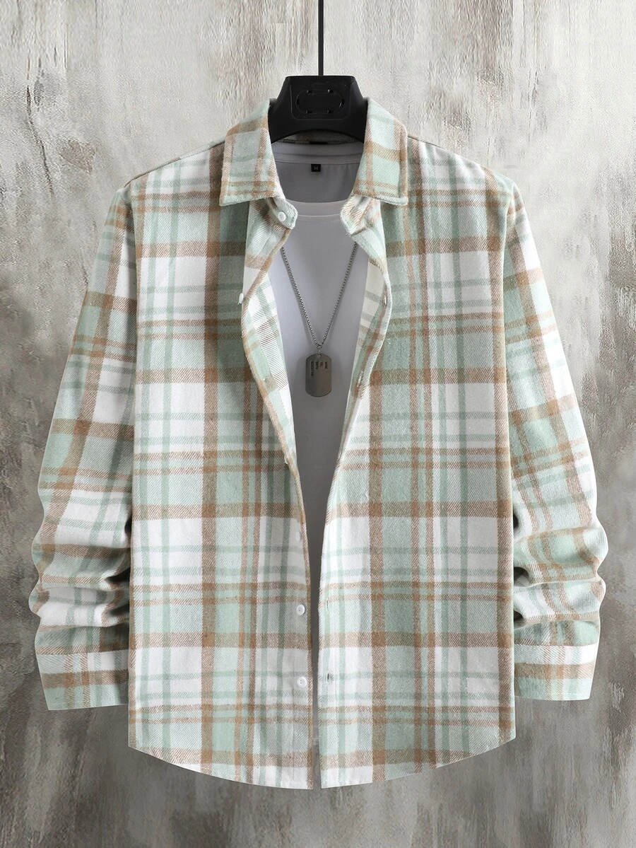 Manfinity CasualCool 男士格紋休閒百搭日常穿著襯衫 - 彩色 - 查看 1