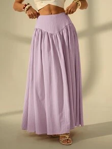 SHEIN Tall Women's Solid Color Casual Versatile Daily Wear Skirt - Mauve Purple - View 1