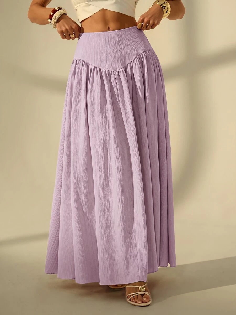 SHEIN Tall Women's Solid Color Casual Versatile Daily Wear Skirt - Mauve Purple - View 1