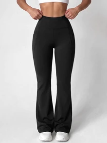 SHEIN Unity Women's High Waist Casual Daily Travel Sports Tight Leggings - Black - View 5