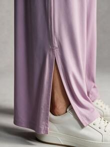 Activina Women's Solid Color Pleated Casual Versatile Daily Travel Sports Long Pants - Mauve Purple - View 8