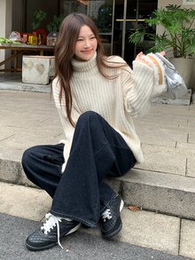 DAZY Women's High Neck Solid Color Korean Style Autumn/Winter Long Sleeve Sweater - White - View 8