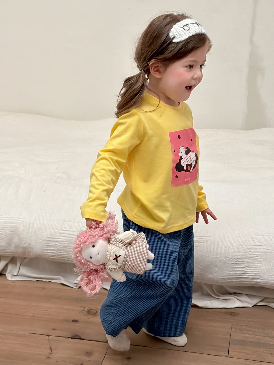 Dazy Kids Infant (Girl) Round Neck Short Sleeve T-Shirt And Long Pants 2 Pieces Set Loungewear - Blue - View 1