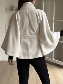 DAZY Women's Solid Color Fashion Versatile Daily Wear Overcoat - Beige - View 3