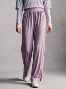 Activina Women's Solid Color Pleated Casual Versatile Daily Travel Sports Long Pants - Mauve Purple - View 5