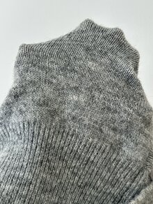 Aloruh Women's Casual Ribbed Patchwork Long Sleeve Everyday Sweater Knit Turtleneck Women Fall Winter Sweater - Grey - View 7
