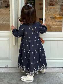 Dazy Kids Infant/Toddler (Girl) Round Neck Sleeveless Korean Style Washed Denim Dress Fall - Blue - View 2