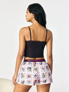 THE POWERPUFF GIRLS X SHEIN Women's Cartoon Print Camisole And Shorts Pajama Set - Black - View 2