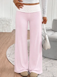 Tween Girl Polka Dot Patchwork Casual Daily Flare Pants - Multicolor - View 4