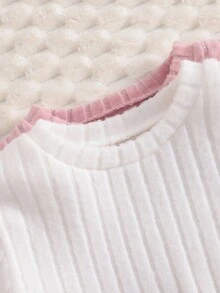 Set 4 Potong untuk Anak Perempuan: Bahan Fleece Bergaris, Kerah Tinggi, Lengan Panjang, Celana Panjang, Lapisan Dasar, Pakaian Dalam Termal Musim Gugur/Dingin - MultiWarna - View 8