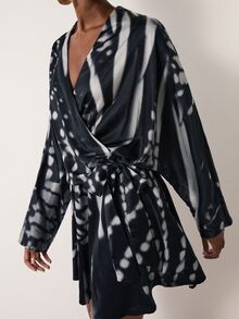 MERLEAU Women's Modern Mini Black & White Print Dress - Multicolor - View 4