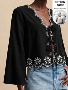 Travachic Women's Colorblock Casual Versatile Daily Wear Shirt - Black - View 7