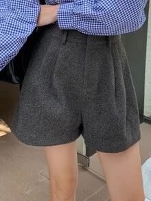 DAZY Women's Elegant Versatile Pleated Shorts For Office And Commute - Grey - View 3
