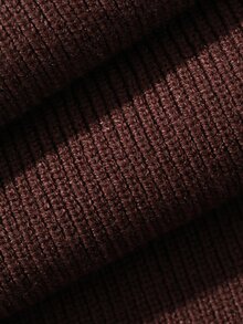 Livesso Women's 2pcs Set Brown Round Neck Long Sleeve Knit Sweater And High Waist Slim Fit Ribbed Knit Pants, Autumn/Winter - Brown - View 7