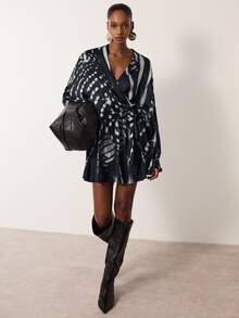 MERLEAU Women's Modern Mini Black & White Print Dress - Multicolor - View 7
