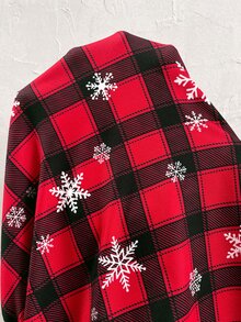 SHEIN Fall Clothes Casual Tops For Women Christmas Party Red Tops Maternity Plaid Snowflake Print High Neck Long Sleeve T-Shirt - Red - View 5
