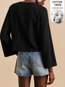 Travachic Women's Colorblock Casual Versatile Daily Wear Shirt - Black - View 3