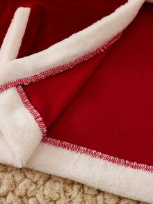 SHEIN Souflis 2pcs/Set Baby Girl Christmas Hooded Cape Shawl And Patchwork Plush Dress, Suitable For Autumn/Winter, Christmas Party Outfit - Red - View 6