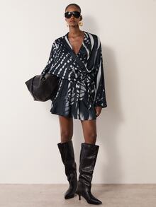 MERLEAU Women's Modern Mini Black & White Print Dress - Multicolor - View 6