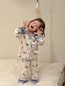 Dazy Kids Infant (Girl) Collared Long Sleeve Top & Long Pants 2 Pieces Set Loungewear - White - View 1