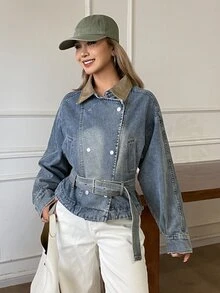 Livesso Women's Casual Versatile Daily Long Sleeve Denim Jacket Fall - Light Wash - View 6