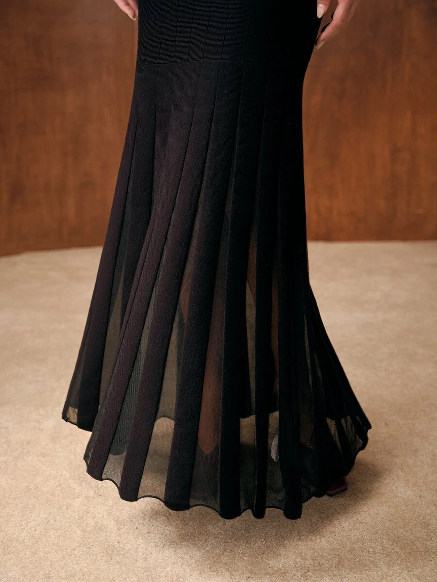 MOTF PREMIUM SOLID COLOR FASHION FISHTAIL HEM SWEATER DRESS - Black - View 2