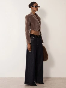 MERLEAU Women's Solid Color Plush Casual Versatile Long Sleeve Blazer - Brown - View 5