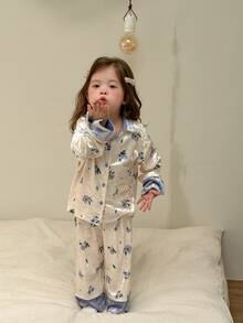 Dazy Kids Infant (Girl) Collared Long Sleeve Top & Long Pants 2 Pieces Set Loungewear - White - View 4